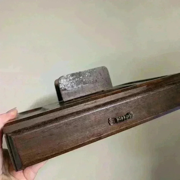 Vintage wooden jewelry box mens vanity  organizer - Picture 2 of 4